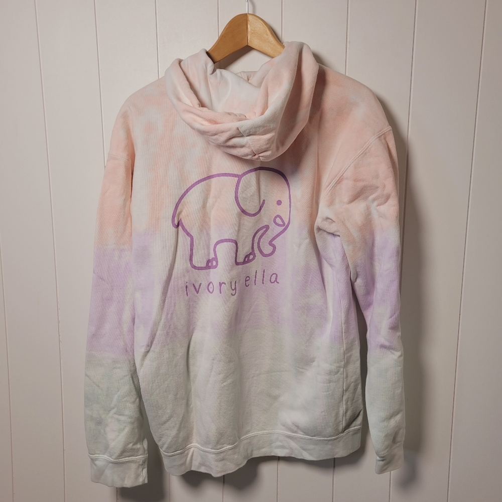 Ivory Ella Sweatshirt Hoodie Womens Size Medium Pink Tie Dye Colorful - Picture 2 of 9